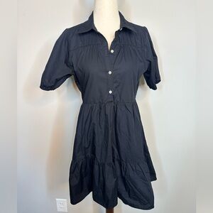 Sz S Abercrombie & Fitch black button front short sleeve tiered dress